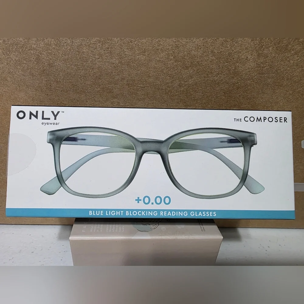 ONLY Blue Light Blocking Reading Glasses in Frosted Gray-Green